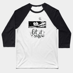 Birds Winter Scene Vintage Print Baseball T-Shirt